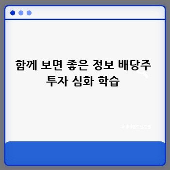 함께 보면 좋은 정보 배당주 투자 심화 학습