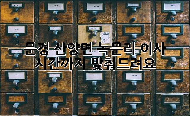 문경 산양면 녹문리 이사, 시간까지 맞춰드려요!