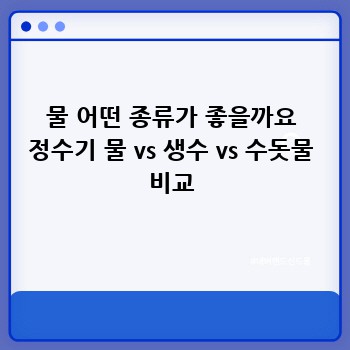 물 어떤 종류가 좋을까요 정수기 물 vs 생수 vs 수돗물 비교